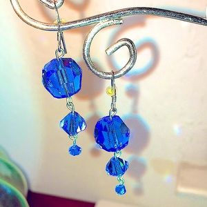 VINTAGE JCP silvertone royal blue earrings
